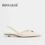 Sandali slingback tacco basso bianco eleganti donna - immagine 2