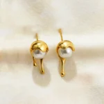 Orecchini a bottone oro vintage con perle bianche