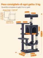 Albero tiragraffi per gatti 112 cm con cuccia e amaca - immagine 6