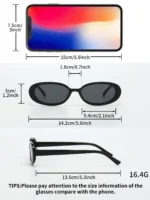 Occhiali da sole neri ovali classici unisex - immagine 4