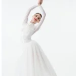 Body da balletto donna in velluto e rete con colletto alto - immagine 6