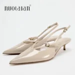 Sandali slingback donna con tacco medio a punta