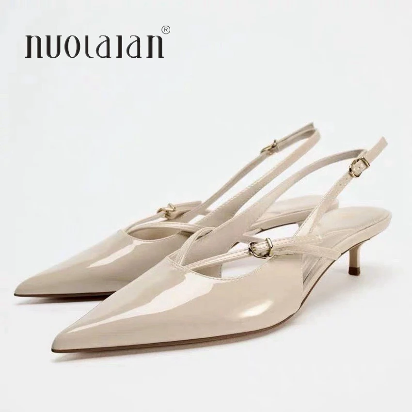 kf-S3690bbc5db6c45c690feaa5cf683f9175 Sandali slingback donna con tacco medio a punta - immagine 1