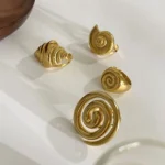 Anello a guscio di cocco placcato oro 18K impermeabile