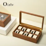 Scatola portorologi in legno 10 scomparti con vetrina