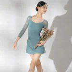Body danza donna manica lunga con pizzo e scollo a V - immagine 6