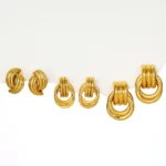 Set 3 paia orecchini nodo intrecciato in acciaio oro - immagine 6