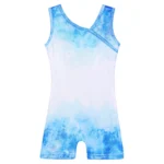 Body ginnastica bambina con glitter a righe blu - immagine 2
