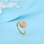 Anello spinner girasole anti stress donna regolabile - immagine 5
