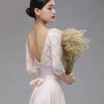 Body da ballo donna in pizzo a maniche lunghe - immagine 2