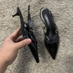 Sandali slingback donna con tacco medio a punta - immagine 6