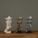 Statua decorativa viso silenzioso in resina 17 cm - immagine 3