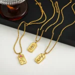 Collana tarocchi vintage in acciaio dorato con ciondolo - immagine 3