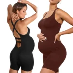 Pantaloncini premaman a vita alta elasticizzati con effetto push up
