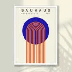 Poster astratto Bauhaus arancione e blu su tela - immagine 5