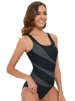 Costume intero sportivo donna a righe senza schienale - immagine 5