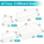 Set 60 organizer trasparenti per cassetti e bagno - immagine 6