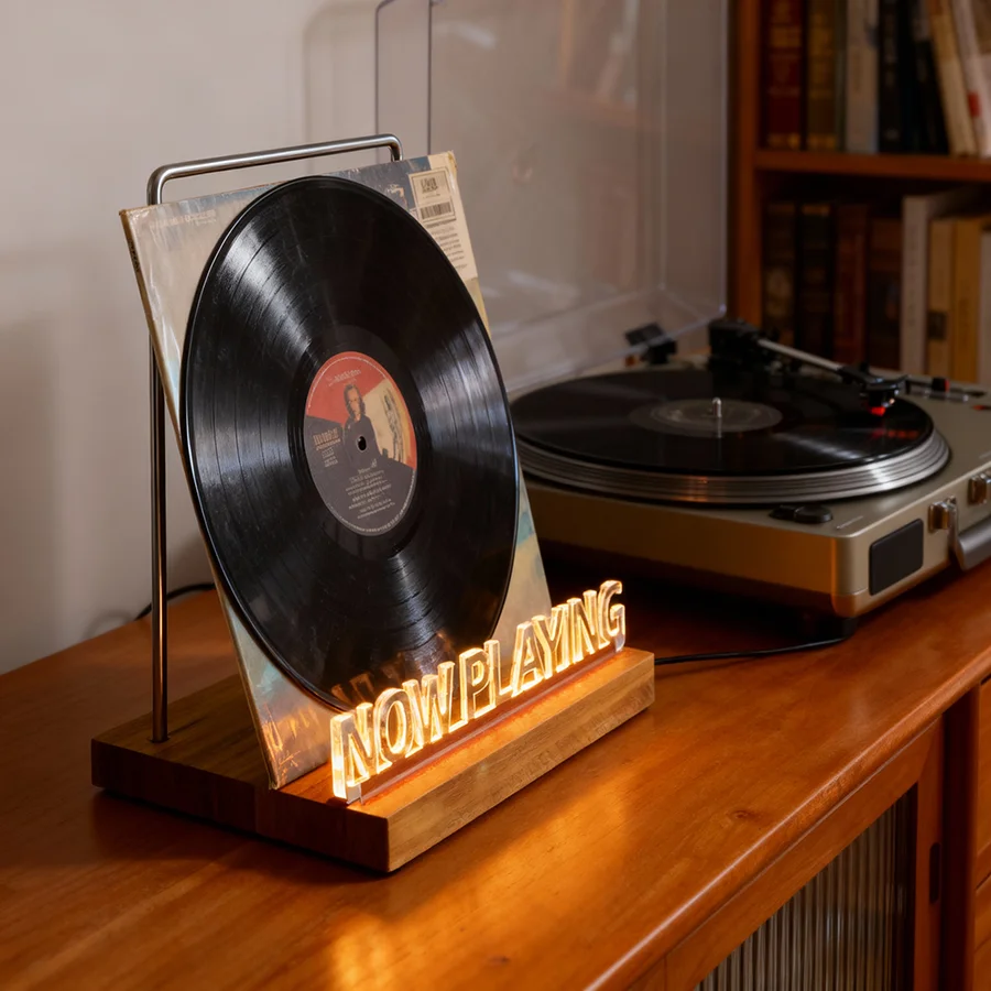 kf-S48442707c853442299497b348d3359e5p Espositore in acrilico per dischi in vinile con luce calda - immagine 1
