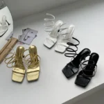 Sandali donna con tacco a spillo e cinturini incrociati - immagine 5