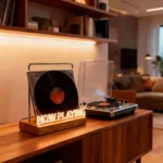 Espositore in acrilico per dischi in vinile con luce calda - immagine 2