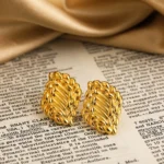 Orecchini a foglia intrecciata placcati oro donna