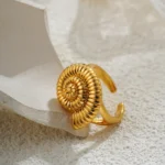 Anello a guscio di cocco placcato oro 18K impermeabile - immagine 3