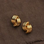 Orecchini donna nodo intrecciato triplo strato oro