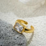 Anello regolabile dorato a tre strati con cristalli - immagine 5