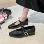 Scarpe Mary Jane donna in pelle con tacco largo primaverili - immagine 2