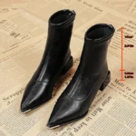 Stivaletti a punta donna con tacco spesso autunno inverno - immagine 3