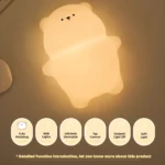 Lampada notturna orsetto sdraiato in silicone per bambini - immagine 5