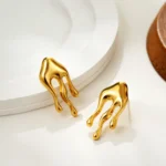 Orecchini a goccia mini in acciaio inox placcato oro - immagine 3