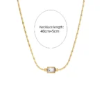 Collana donna acciaio dorato con ciondolo cristallo quadrato - immagine 6