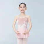 Body da balletto in velluto con spallina singola per ragazze - immagine 4