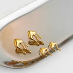 Orecchini a goccia mini in acciaio inox placcato oro - immagine 2