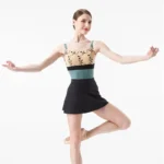 Body danza donna con doppio cinturino e ricamo - immagine 3