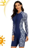 Costume da bagno intero donna con zip e protezione UV - immagine 3