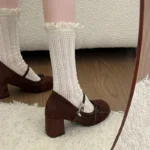 Scarpe Mary Jane donna tacco spesso con strass e cinturino - immagine 3