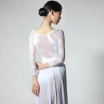 Body danza donna manica lunga con pizzo e scollo a V - immagine 5