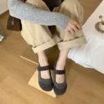 Scarpe Mary Jane in lana donna stile vintage - immagine 3