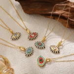 Collana occhio del diavolo donna in acciaio oro 18K