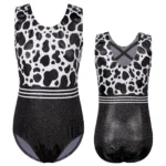 Body danza bambina nero leopardato senza maniche