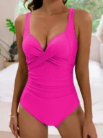 Costume intero modellante donna tinta unita estate - immagine 4