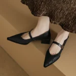 Scarpe Mary Jane donna a punta con tacco largo leopardato - immagine 5