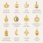 Ciondolo luna, stella e sole placcato oro 18K con occhi - immagine 3