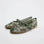 Scarpe Mary Jane donna in rete ricamata