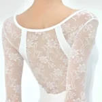 Body da balletto donna in pizzo patchwork a maniche lunghe - immagine 5