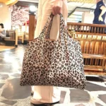 Borsa spesa pieghevole leopardata grande capacità