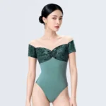 Body in velluto patchwork donna a maniche corte per danza - immagine 2