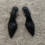 Sandali mesh con tacco a spillo e perline donna - immagine 5